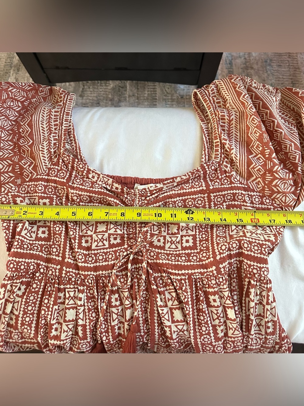Cleobella Joely Midi Dress Terracotta and Ivory Southwestern Geometric Print - Picture 9 of 12